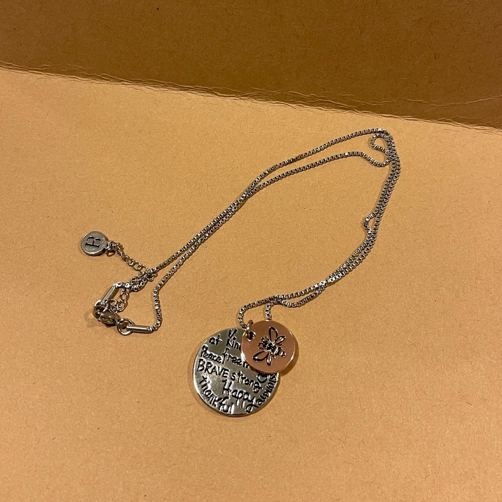 Etsy Silver Bee Affirmation Necklace